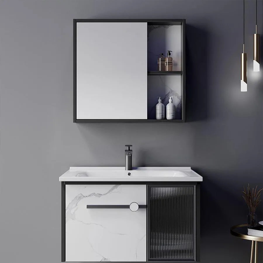 Ensemble de meubles de salle de bain 80x47cm 3 pièces noir blanc