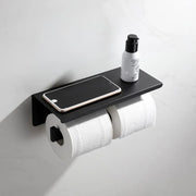 Porte-Papier Hygiénique Double avec Support Téléphone/Parfum Noir GJ603