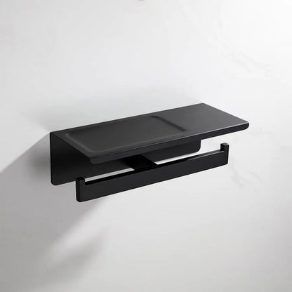Porte-Papier Hygiénique Double avec Support Téléphone/Parfum Noir GJ603
