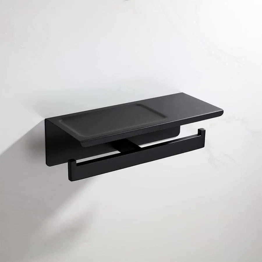 Porte-Papier Hygiénique Double avec Support Téléphone/Parfum Noir GJ603