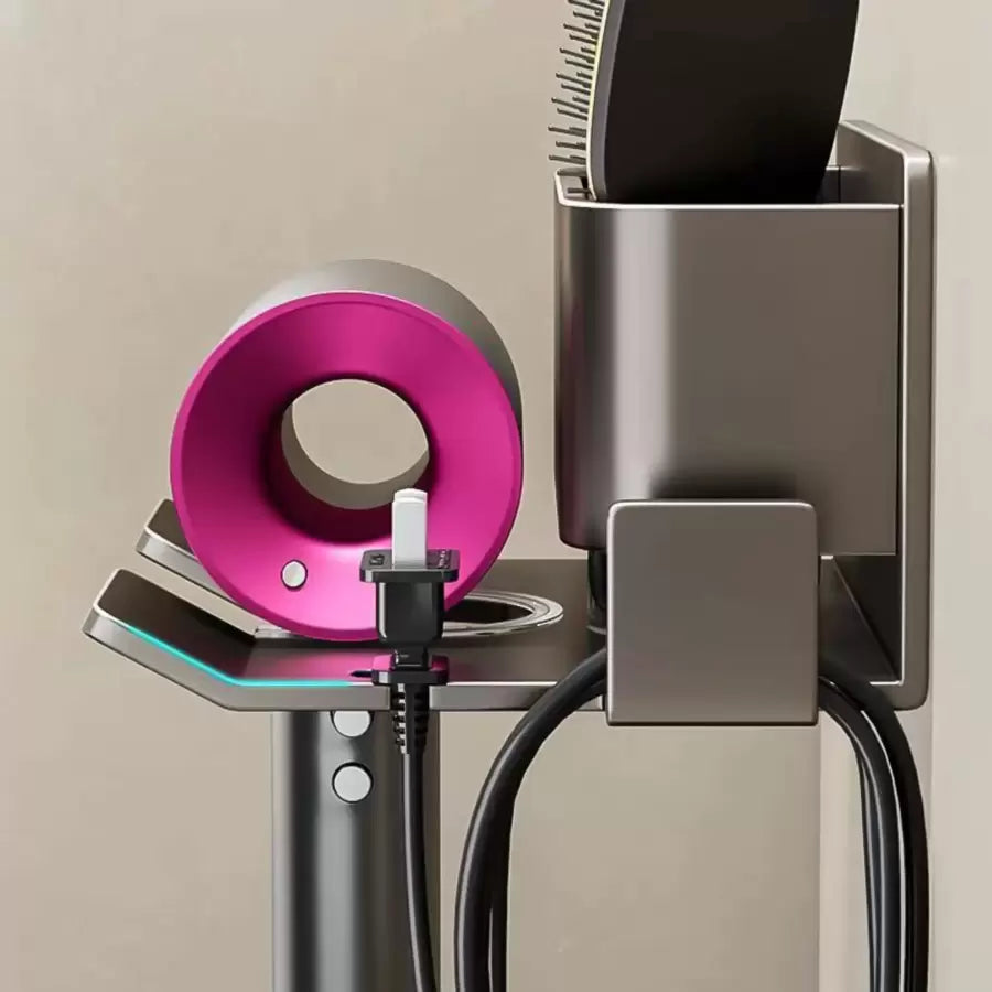 Support Feon et accessoires de salle de bain, métallisé, gris