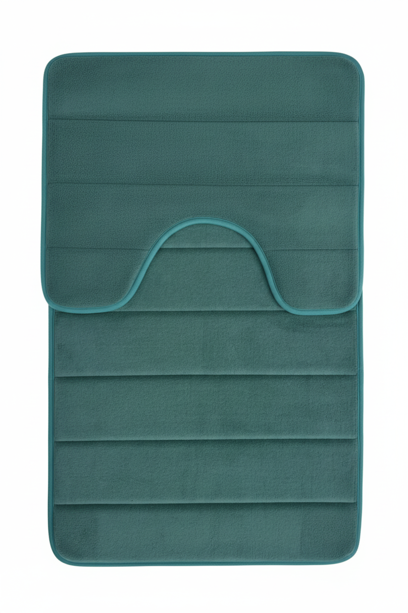 Lot de 3 tapis de bain, 50x40 cm, bleu, antidérapant