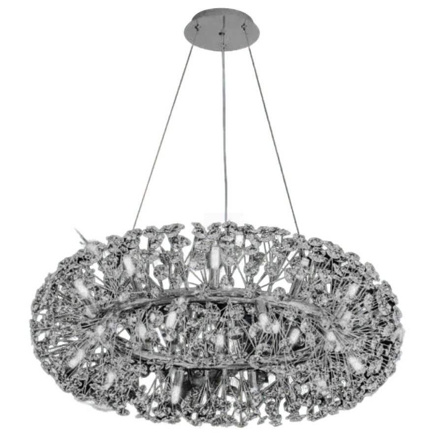 Lustre en cristal SEGOVIA Magno 10x E14, diamètre 60 cm, argent brillant, hauteur réglable