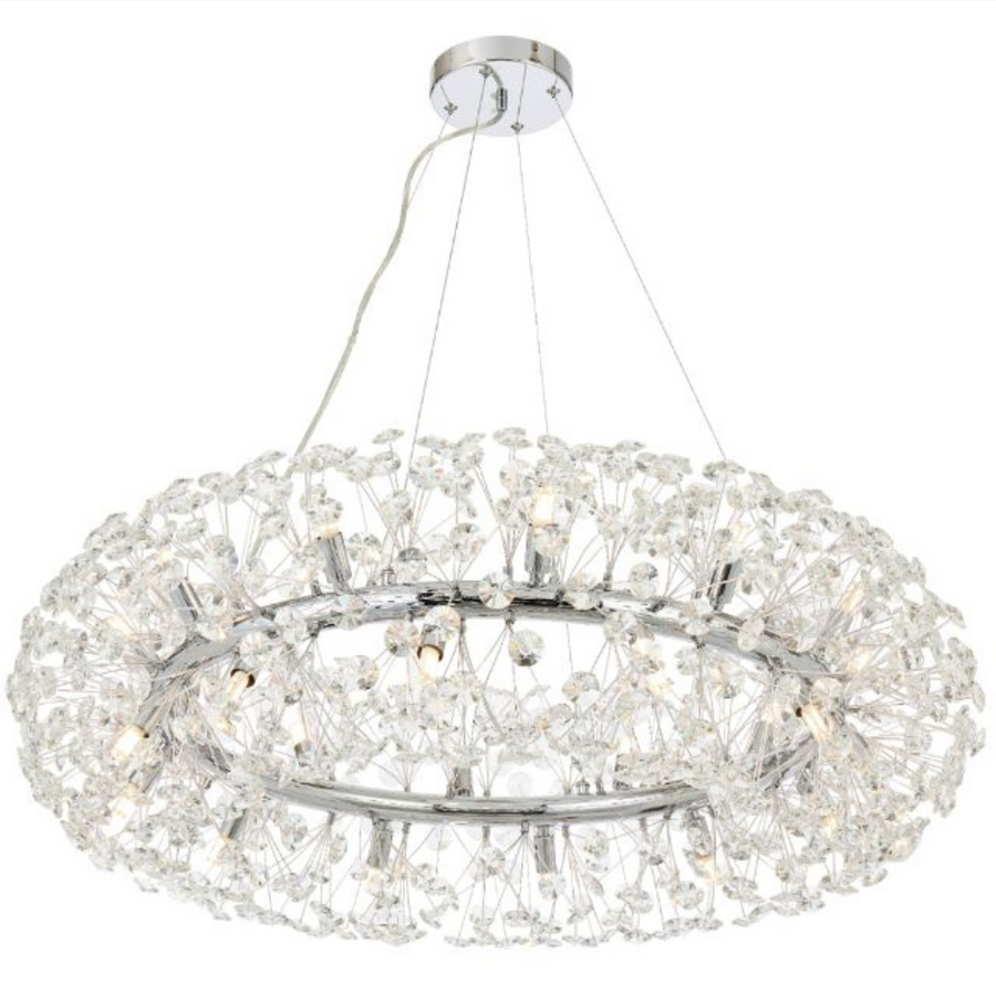 Lustre en cristal SEGOVIA Magno 10x E14, diamètre 60 cm, argent brillant, hauteur réglable
