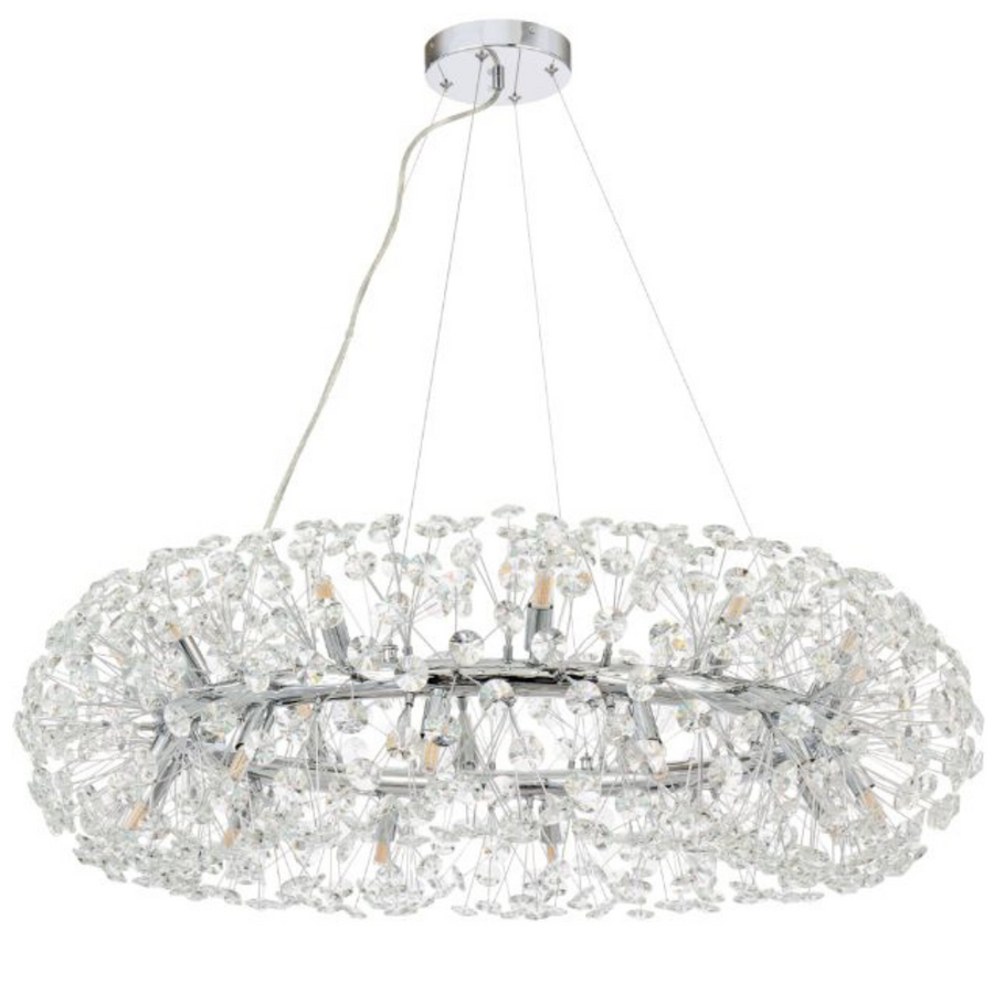 Lustre en cristal SEGOVIA Magno 10x E14, diamètre 60 cm, argent brillant, hauteur réglable