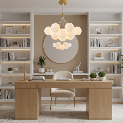 Lustre MODERNE, type Pendule, LOFT Bagliore, Globe, 7xG9, Hauteur Ajustable, Or