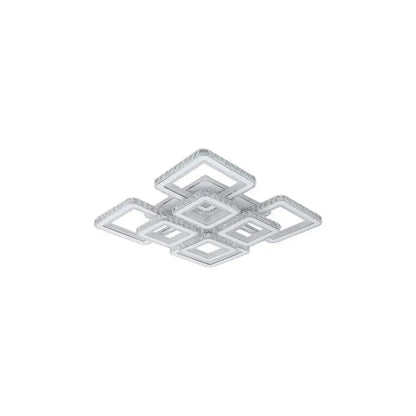 Lustra LED cu telecomanda si cristal LEILA 175W, 8 Patrate, lumina Rece/Calda/Neutra, Dimabila, Alb Crom Lucios Lustre LED cu Telecomanda Default Title Alessandro Design