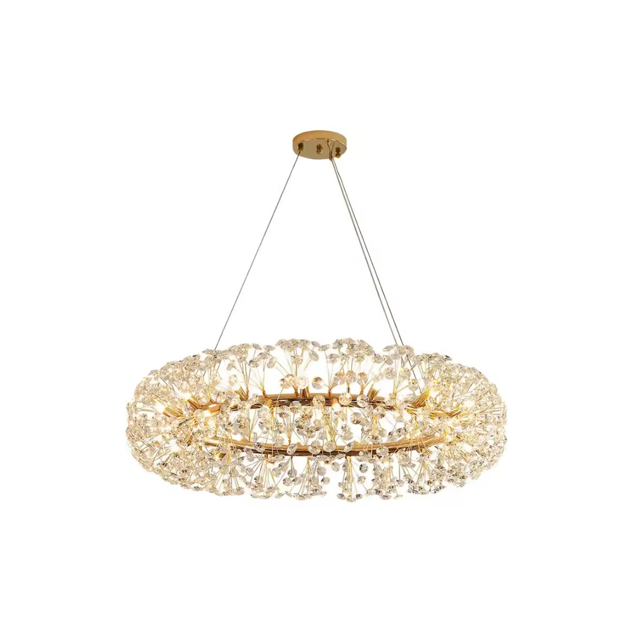 MINUET Lustre en cristal 12x G9, diamètre 60 cm, or brillant, hauteur réglable