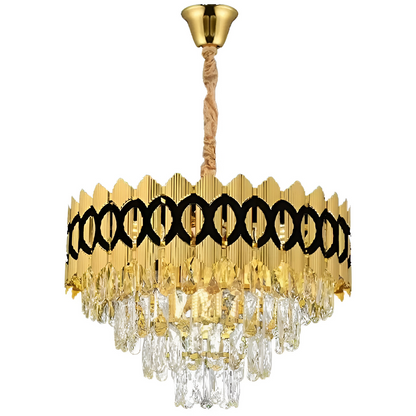 PIERREFONDS Lustre Nobile en Cristal 5xE14, diamètre 38,5 cm, doré brillant, hauteur réglable