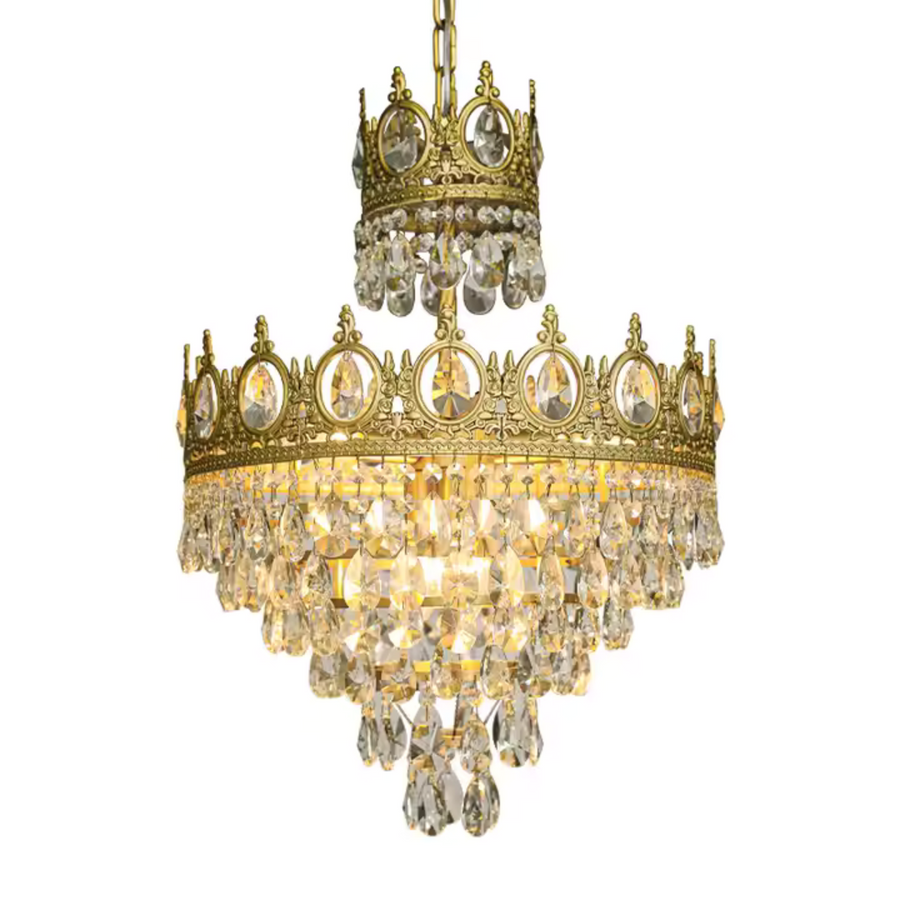 Lustre en cristal REGALITE Petito, 3XE14, diamètre 25cm, or brillant, hauteur réglable