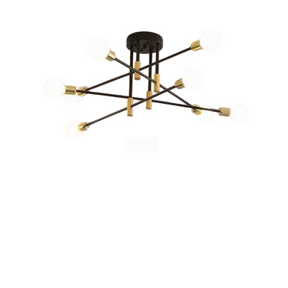 Lustre moderniste Hexa 8 Duo, 8x E27, noir et or, design moderne