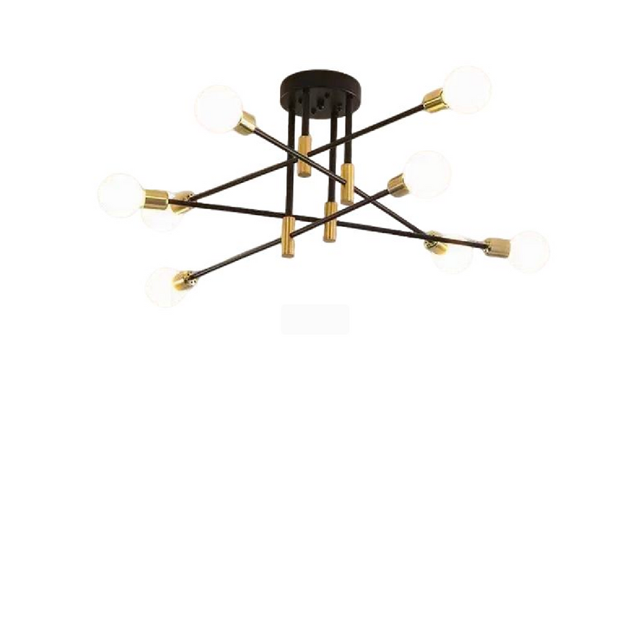 Lustre moderniste Hexa 8 Duo, 8x E27, noir et or, design moderne