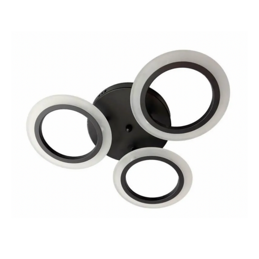 GRAND Lustre LED 41W, 3 Cercles, Lumière Froid/Chaud/Neutre, Noir