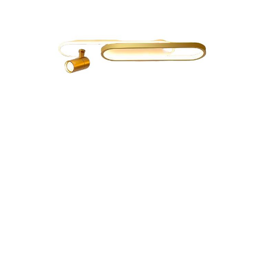 Lustre LED avec projecteur orientable FISSO Camilla, 48W, Lumière Froid/Chaud/Neutre 3000K/4000K/6000K, Or Brillant, Métal et Acrylique