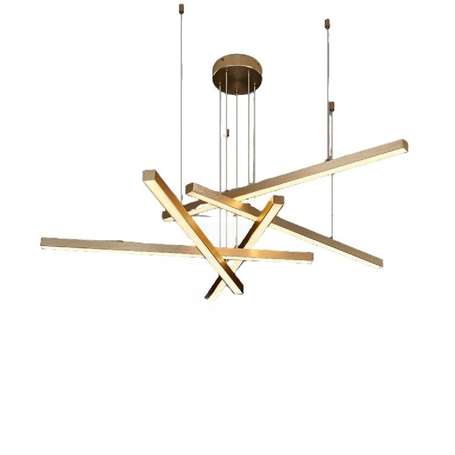 Lustre LED suspendu avec télécommande GINEVRA 63W, 5 Éléments, Lumière Froide/Chaude/Neutre, Doré