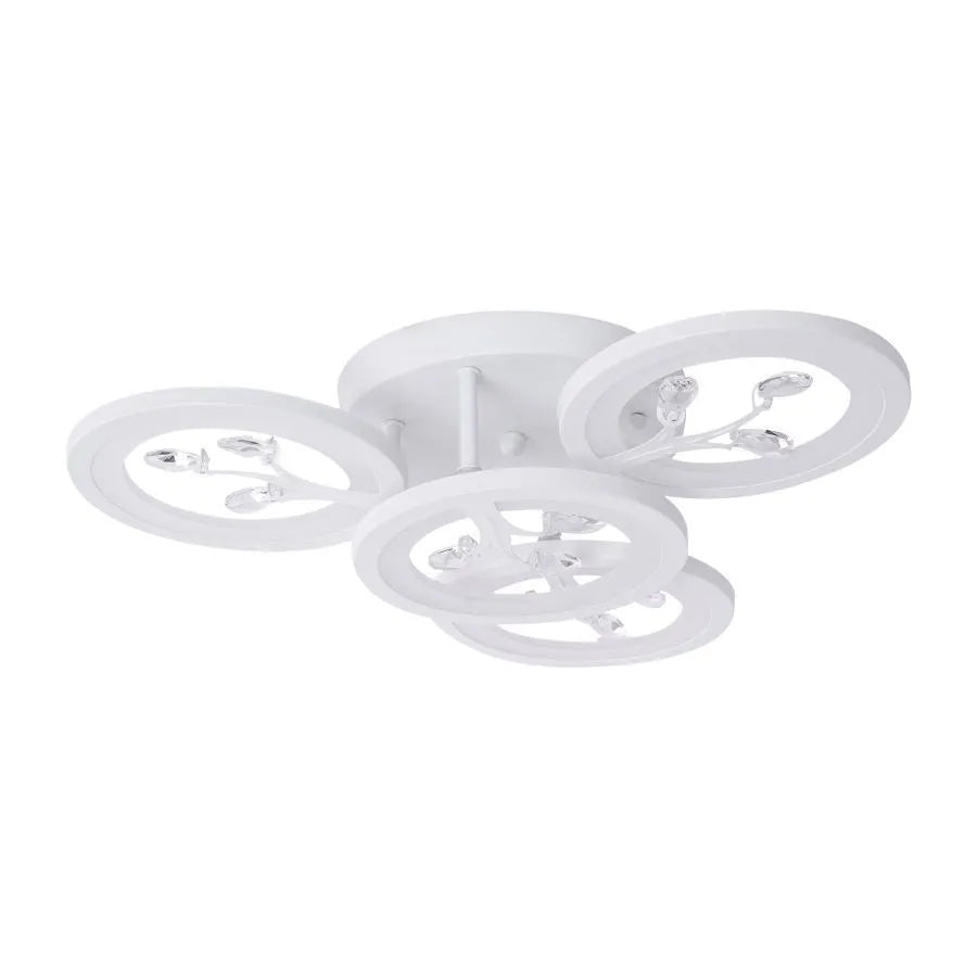 Lustre LED avec télécommande et cristal DAISY 53W, 4 éléments, Lumière Froide/Chaude/Neutre, Dimmable, Blanc