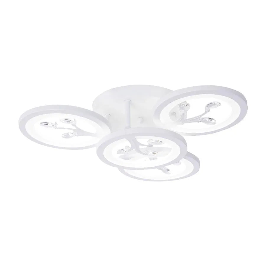 Lustre LED avec télécommande et cristal DAISY 53W, 4 éléments, Lumière Froide/Chaude/Neutre, Dimmable, Blanc