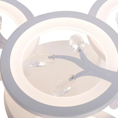 Lustre LED avec télécommande et cristal DAISY 53W, 4 éléments, Lumière Froide/Chaude/Neutre, Dimmable, Blanc