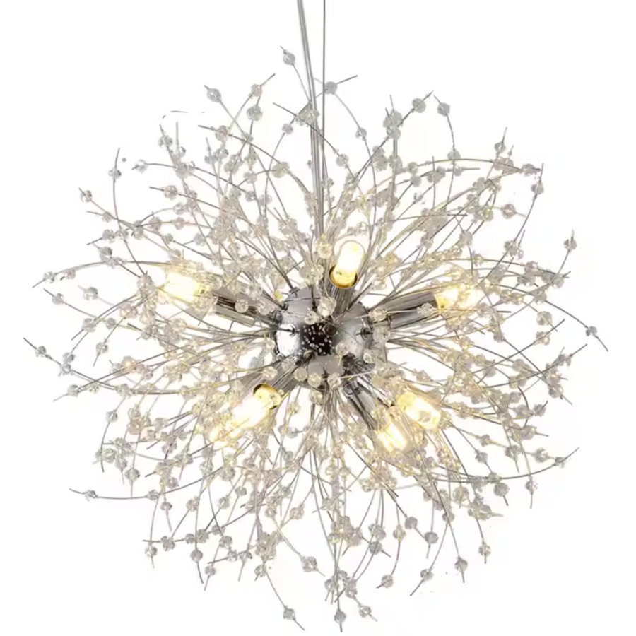 Lustre en cristal de Schönbrunn, 9x G9, diamètre 49 cm, argent brillant, hauteur réglable
