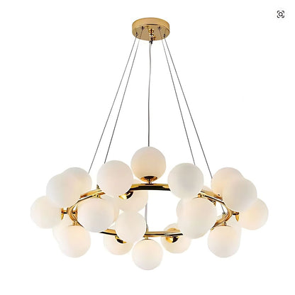 Lustre de chambre LOFT, 25x G9, or blanc, métal, hauteur réglable, moderne