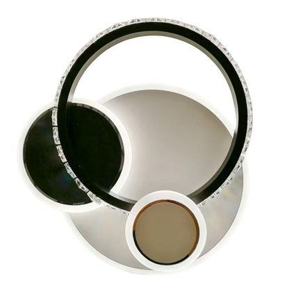 Lustre LED en cristal PRISMIQ 45W, 3 Cercles, Lumière Froid/Chaud/Neutre, Noir