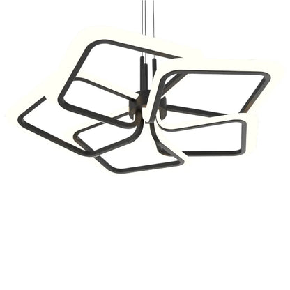 Lustre LED suspendu avec télécommande 104W, 5 carrés, Lumière Froid/Chaud/Neutre, Dimmable, Noir